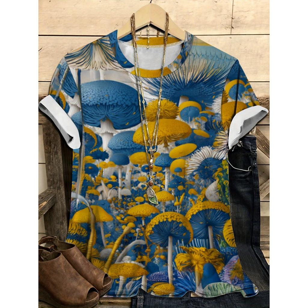 Summer Round Neck Flower Pattern 3D Print Top Fashionable Casual Short Sleeved Women's T-shirts