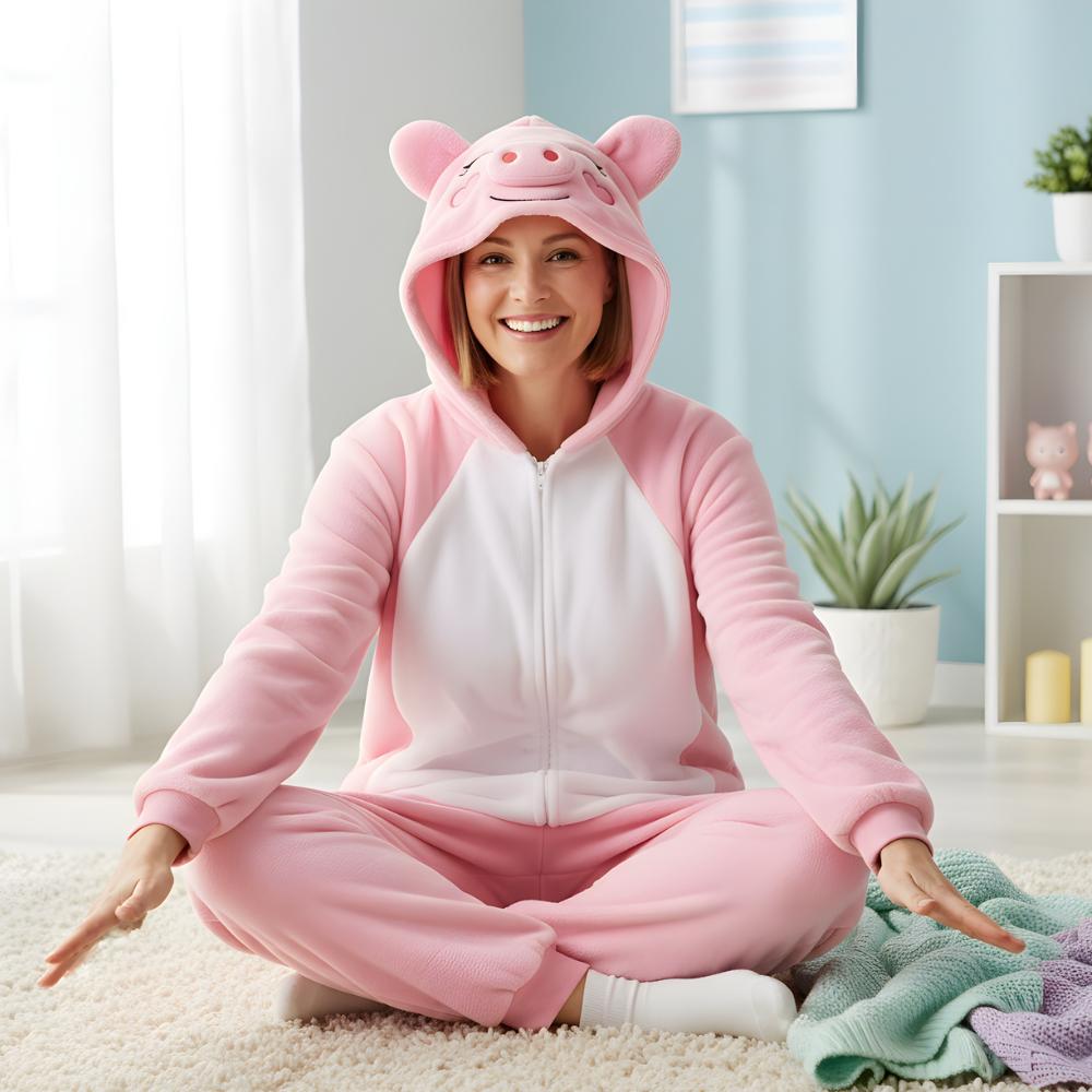 Pyjama Onesie Kigurumi Kostüm Verkleidung Rosa Schweinchen Xxl: 185 - 195cm