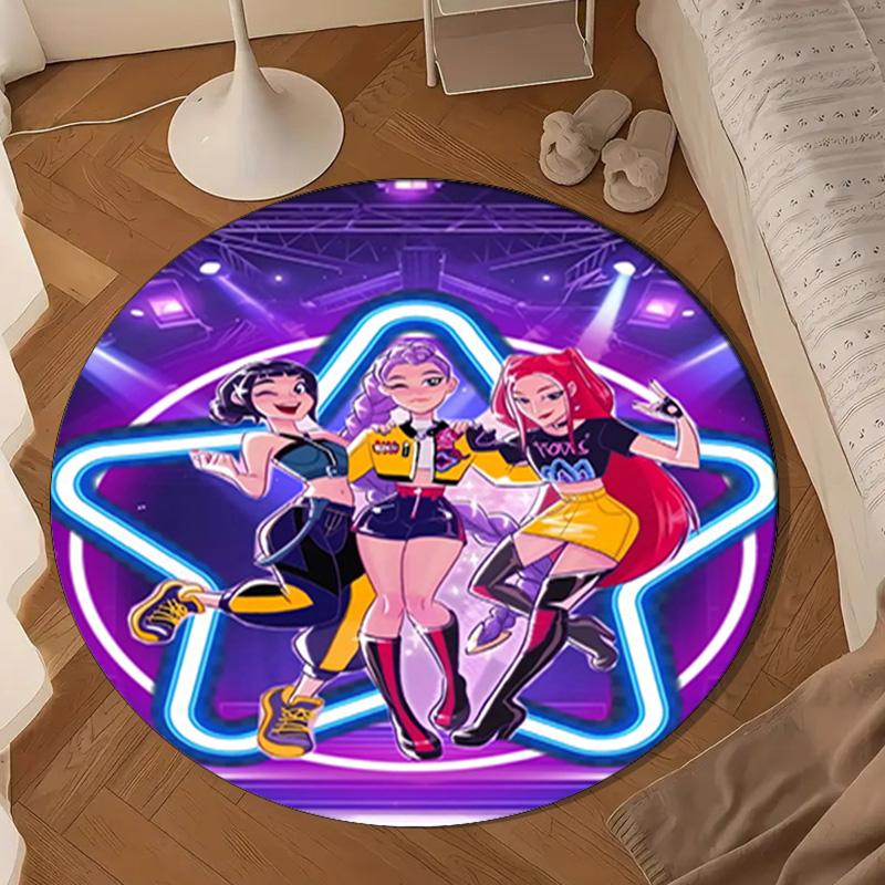 Superhero Kpop Friends Adventure Round Rug for Livingroom,Bedroom, Palyroom, Chair Rug, Area Rug, Circle Carpet, Large Size Fan Christmas Gift