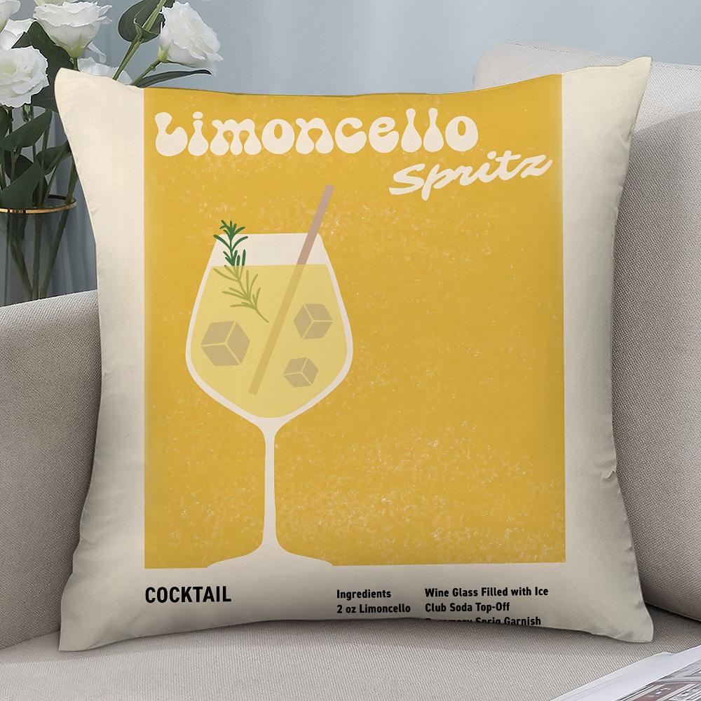 Limoncello Cocktail Pillow Case 3D Print Polyester Fiber 40*40 cm Home Sofa Throw Pillow Cover Decoration Festival Gift