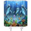 Underwater Dolphin Blue Shower Curtain Ocean Cartoon Whale Boys Animal World Marine Life Tropical Fish Fantasy Sea Coral Reef Seabed Bathroom