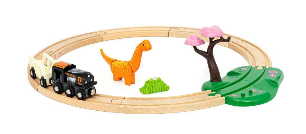 BRIO Dinosaur Circle Set for Ages 3 and Up Wooden 36098, (Train Toy, Tracks, Dinosaurs)