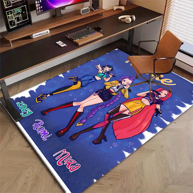 Custom KPop Demon Hunters Mat Personalized Name, Polyester Washable Indoor Entryway Rug, Gift for Christmas, Easter, Thanksgiving Day