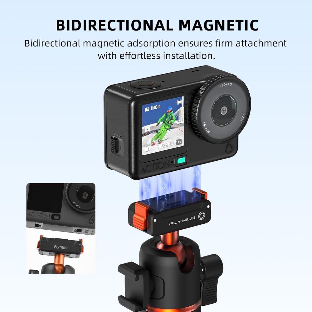 Mini Förlängningsstång Kamera Stativ för DJI Osmo Action Magnetisk Kul med Mini Kallsko 6/Osmo Nano, Snabbfäste, 360° Rotation, Huvud, Resa,