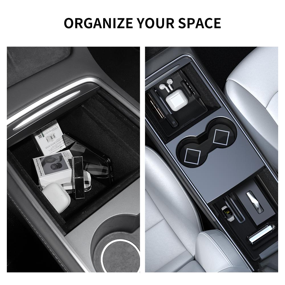 YZ for Tesla Model 3 Y Highland 2025-2025 Central Control Lower Storage Box Handrail Box Underlay Waterproof Mat Box Accessories