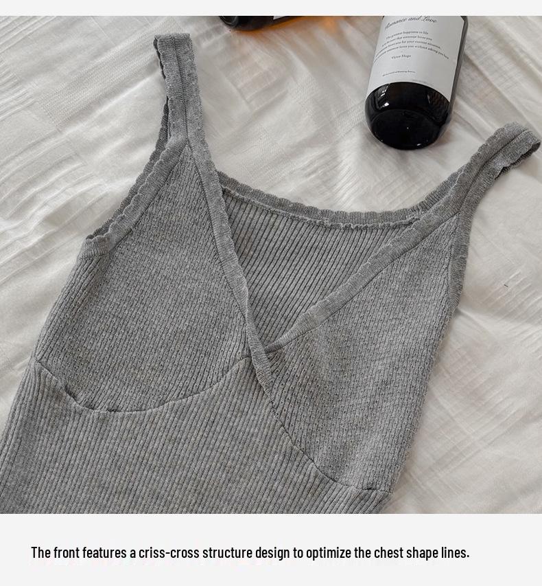 Women's Slimming V-Neck Lyocell Knit Camisole – Breathable, Sleeveless Base Layer for Summer