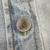 The Attico 25Stainless Steel 250WCB00068 Diana Washed Blue Cotton Metal Button Logo Embroidered Asymmetrical Denim Shirt Jacket Tops Blue 36Used