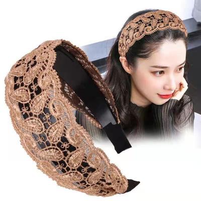 Diadema Antideslizante con Dientes Elegante Ancha Alta Resistencia Fijación Estable Accesorios para el Cabello Delicado Bordado de Encaje Diadema para Mujer para Fiesta