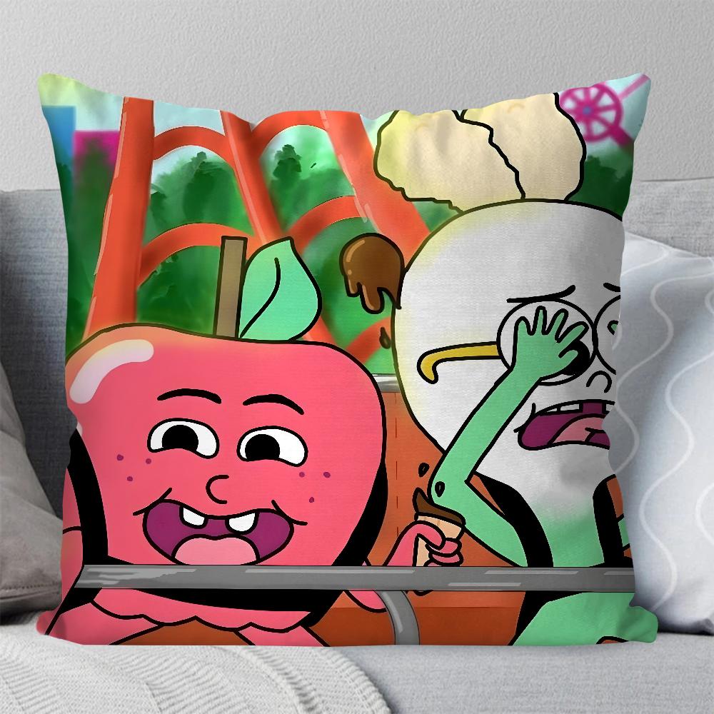 Anime Komedie Voedsel A-Appel En Ui Kussensloop Vierkante Kussen Slaapkamer Bank Vrije Tijd Comfort Auto Woonkamer Huisdecoratie 40X40