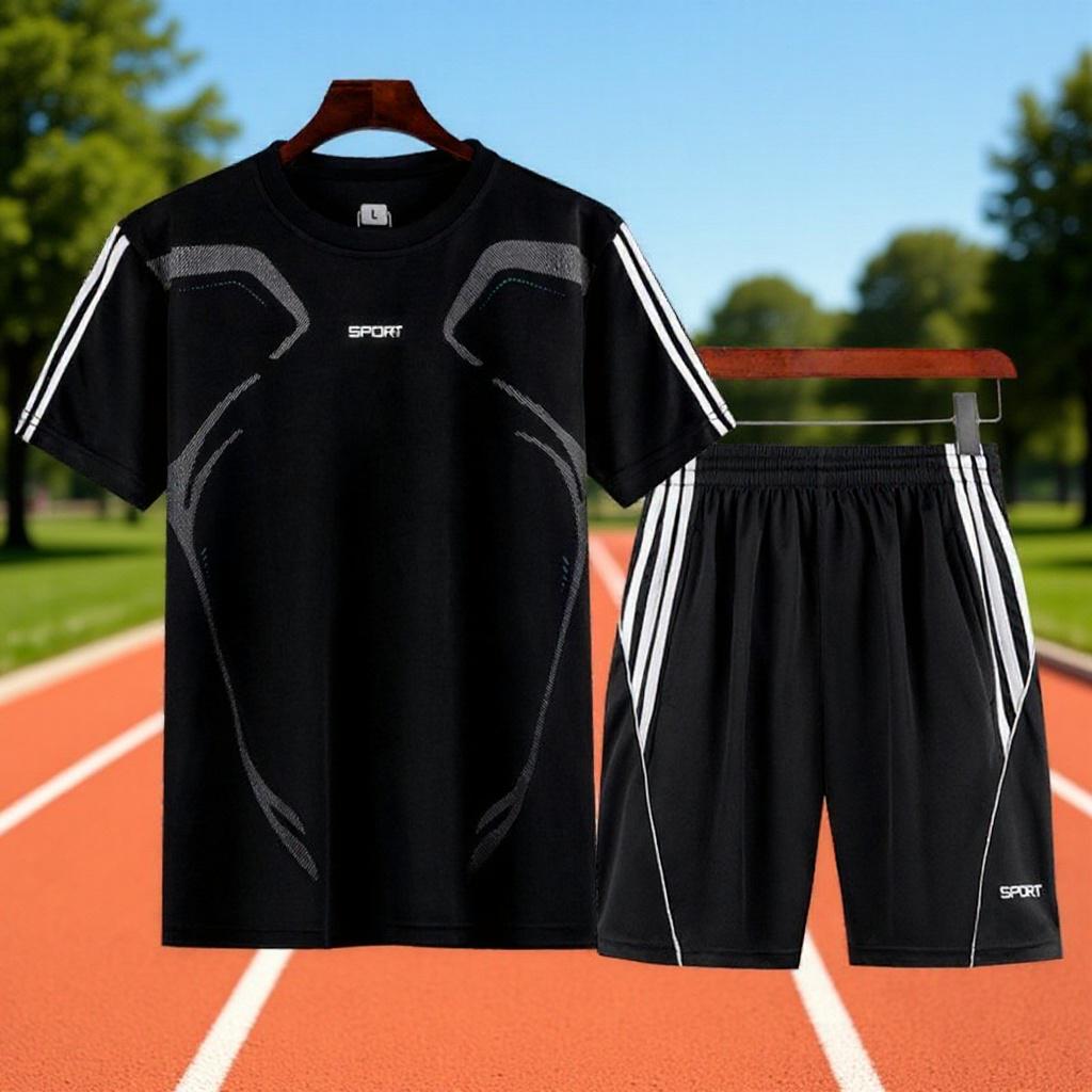 Men's Quick-Dry Summer Sports Set: Casual Short Sleeve and Shorts for Running and Fitness