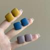 Geometric Frosted Square Stud Earrings - Morandi Colors, Versatile Retro Design