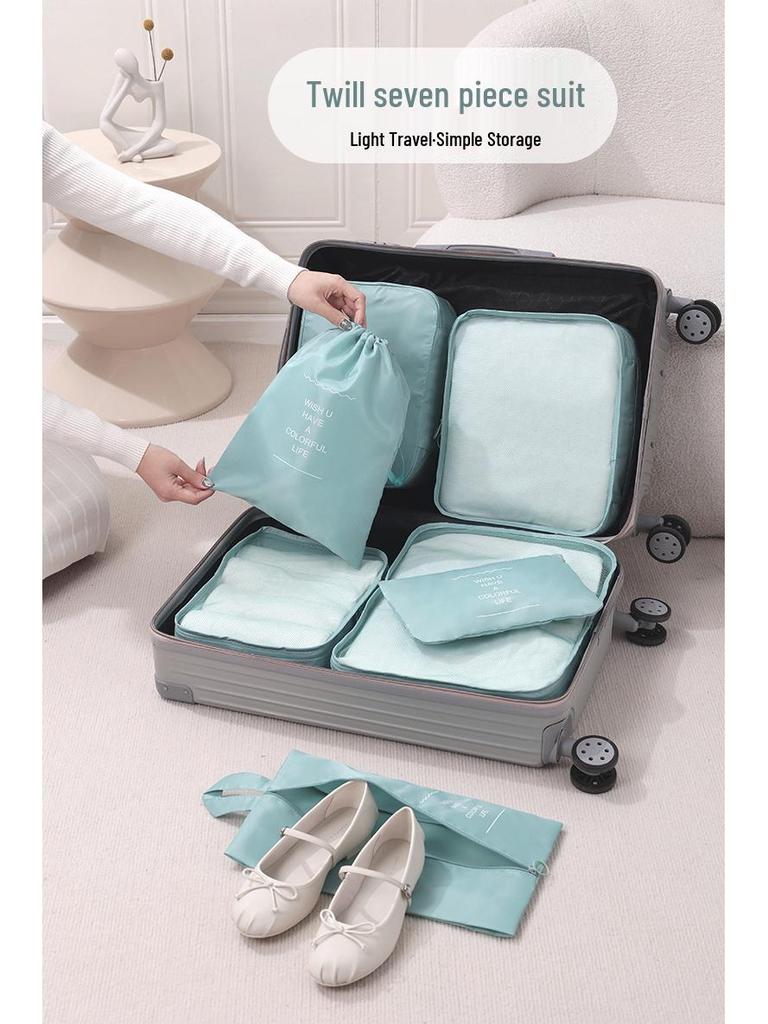 Twill 8-piece Multi-purpose Travel Storage Bag Set for Clothes & Toiletries