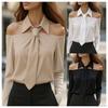Autumn Solid Casual Loose Fit Long Sleeve Collar Shirt for Women