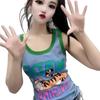 Large size cartoon Tigger slim and thin sling vest women's summer new Korean version color matching fashion versatile top