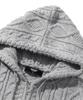 TRILLION Washable Aran Cable Hooded Zip-Up Knit (Melange Gray)