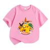 Kids Boys Girls 100% Cotton Crew Neck Short Sleeve T-Shirt Cute Cartoon Anime Monster Print Casual Breathable Tee Shirt for Daily Playwear Summer Top