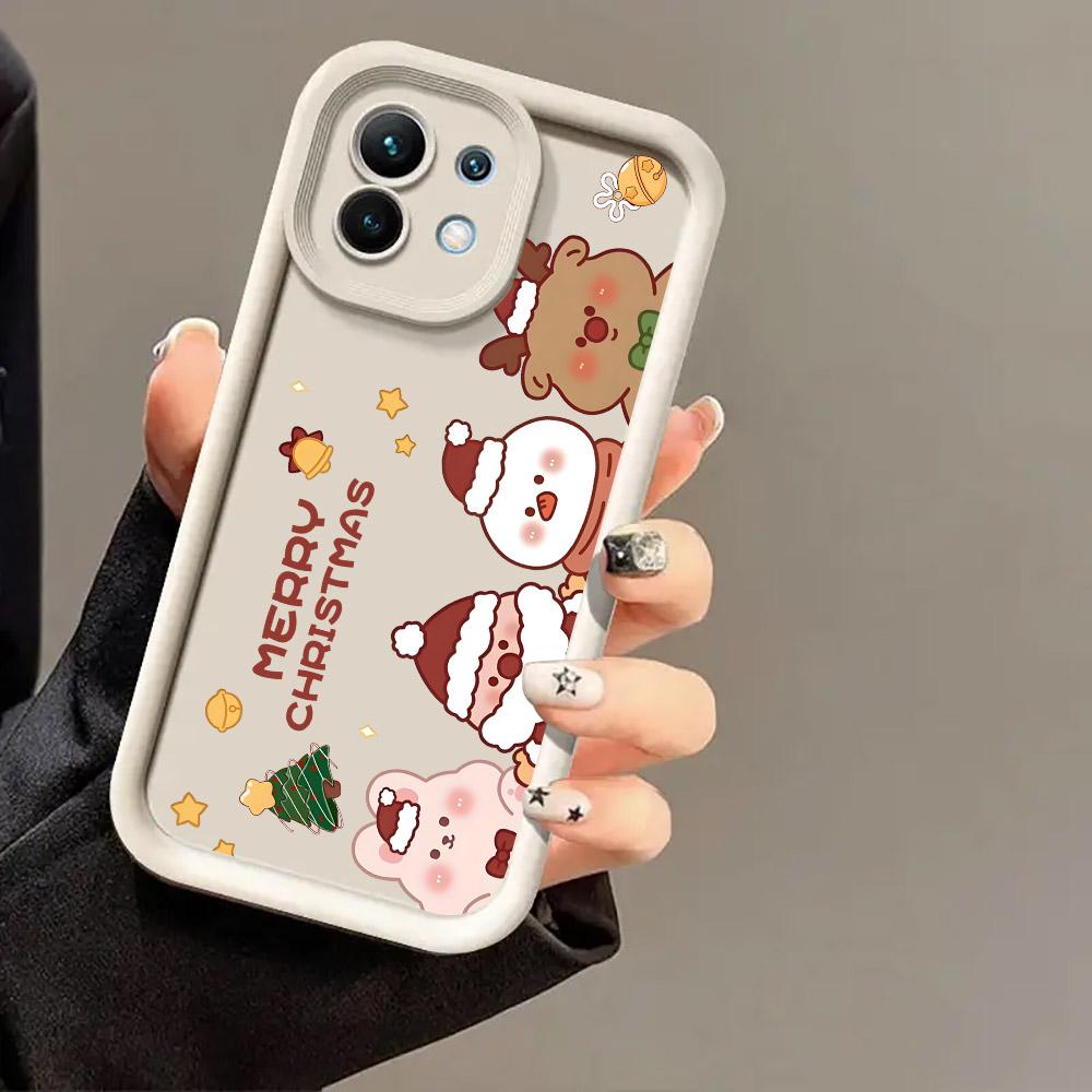 Christmas Snowman Elk Cute Phone Case For Xiaomi 17 Pro Max 15T 14T 13T 11Lite Poco X6 X7 F5 F7 M6 M7 Pro 5G Soft Perfect Cover