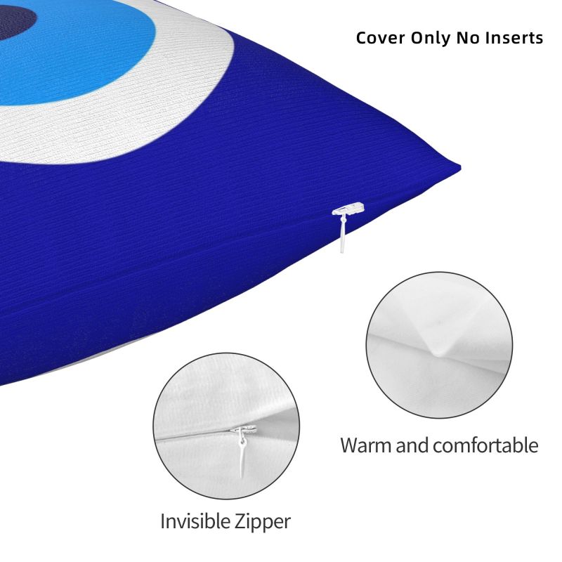 Custom Modern Nazar Evil Eye Protection Symbol Cushion Cover for Sofa Velvet Amulet Turkish Pillow Case Decoration