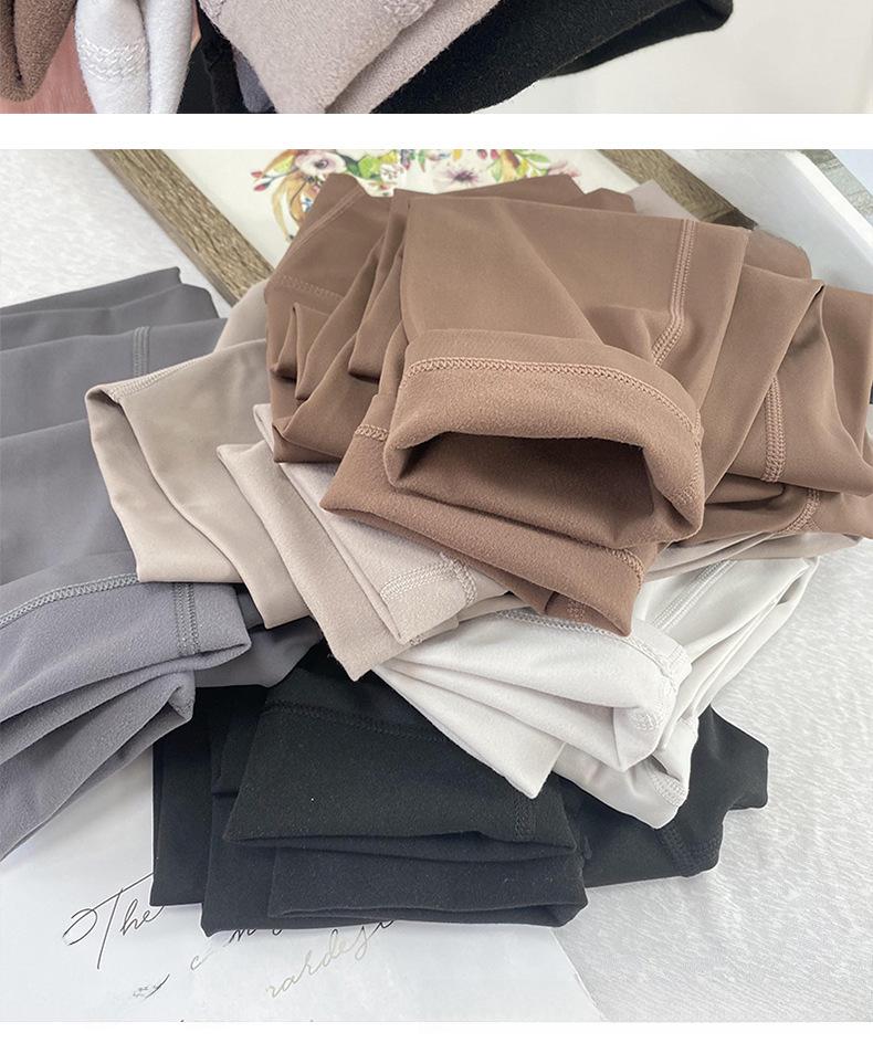 Lulu Plus Women's High-Waisted Fleece Yoga Pants - Nude, Hip-Lifting, Tight Fit for Autumn/Winter