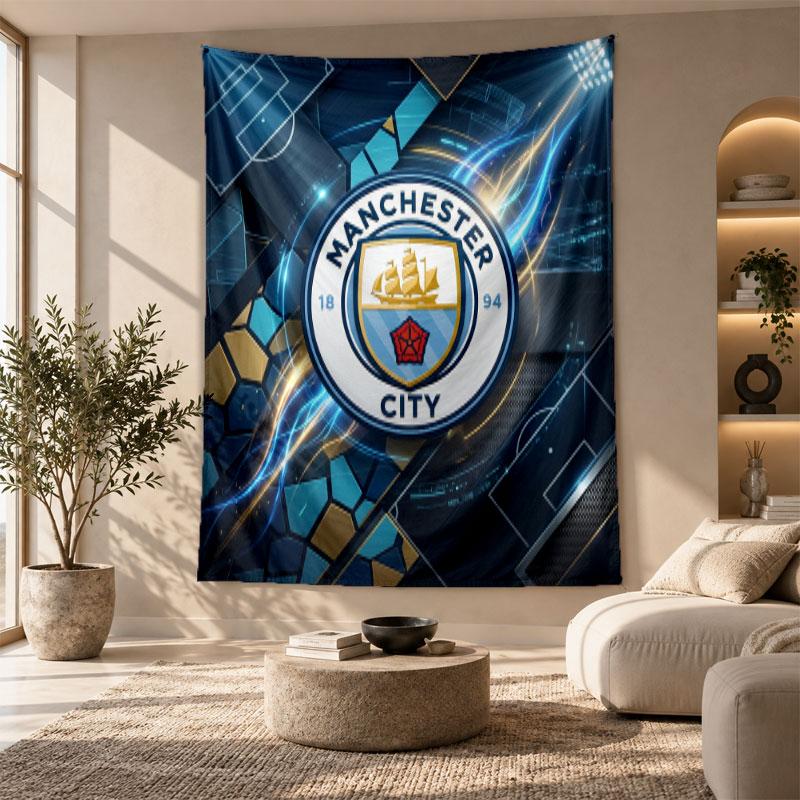 Decorative Tapestry,Manchester City Printed Wall Art, Lightweight Wall Hanging For Bedroom Background