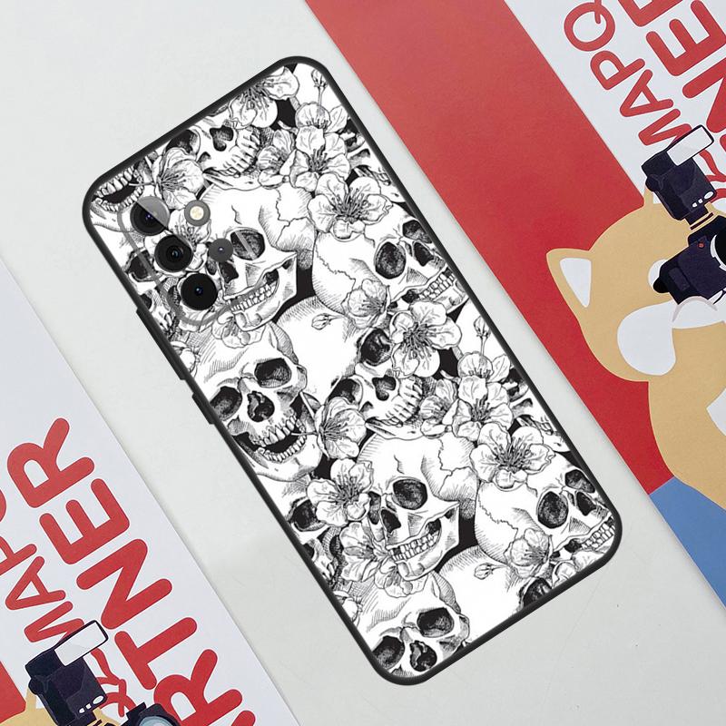 Gothic Floral Skull Case For Samsung Galaxy A52 A32 A12 A56 A36 A16 A13 A23 A33 A53 A54 A34 A14 A15 A35 A55 A17