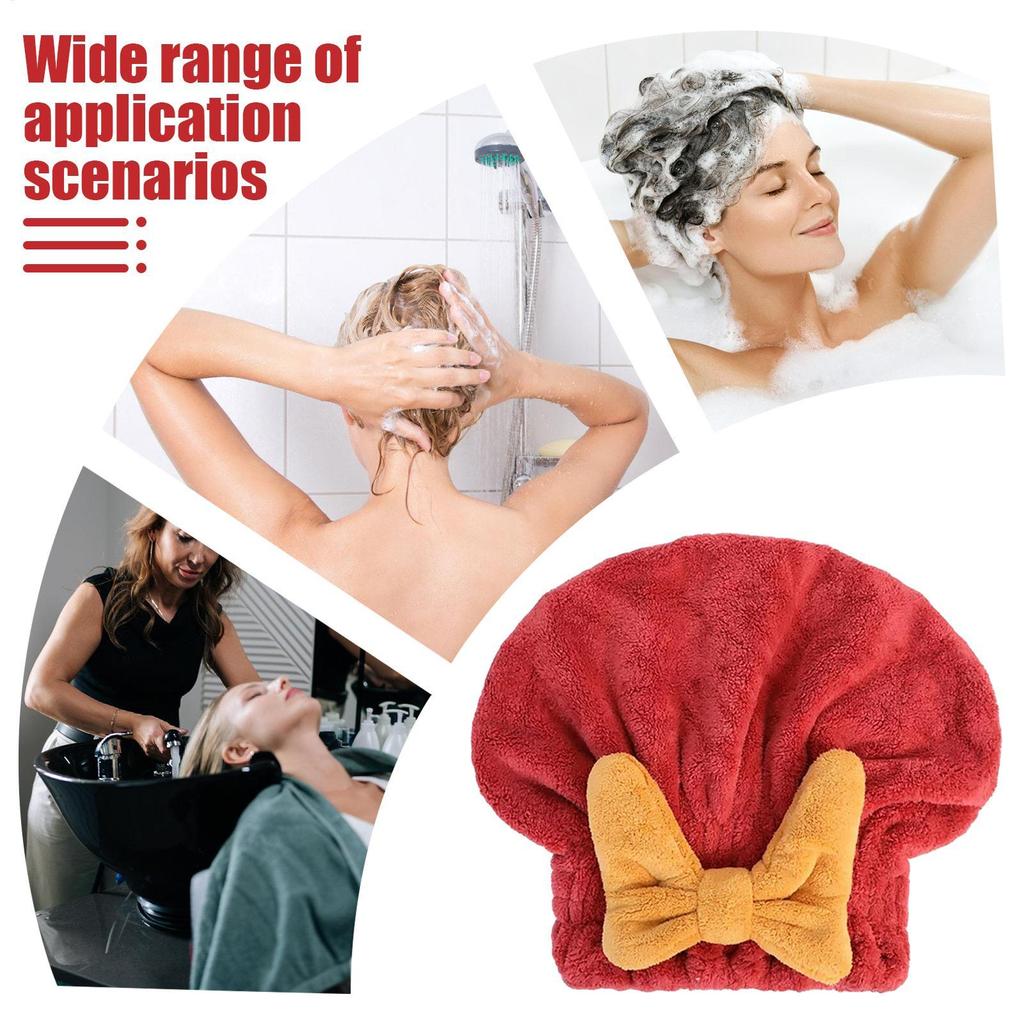 1Pc Hair Drying Towels Head Wrap with Bow-Knot Shower Cap Hair Turban HairWrap Bath Cap for Curly Long Wet Hair Drying Hair