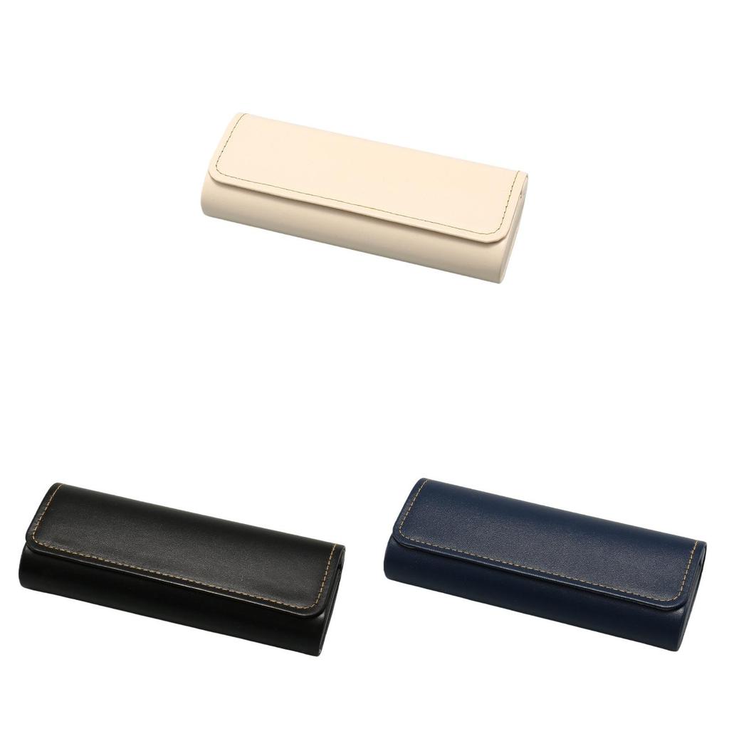 Leather Eyewear Case Travel Storage Organizer With Keychain For Men Women Children