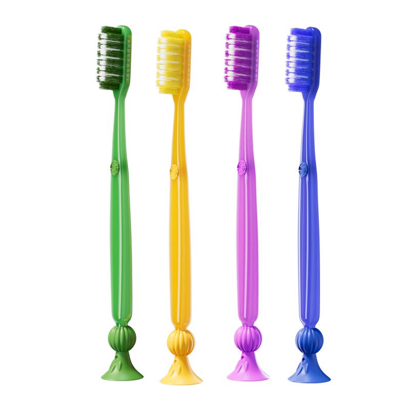 Suction Cup Soft Bristle Toothbrush with Base for Family Use