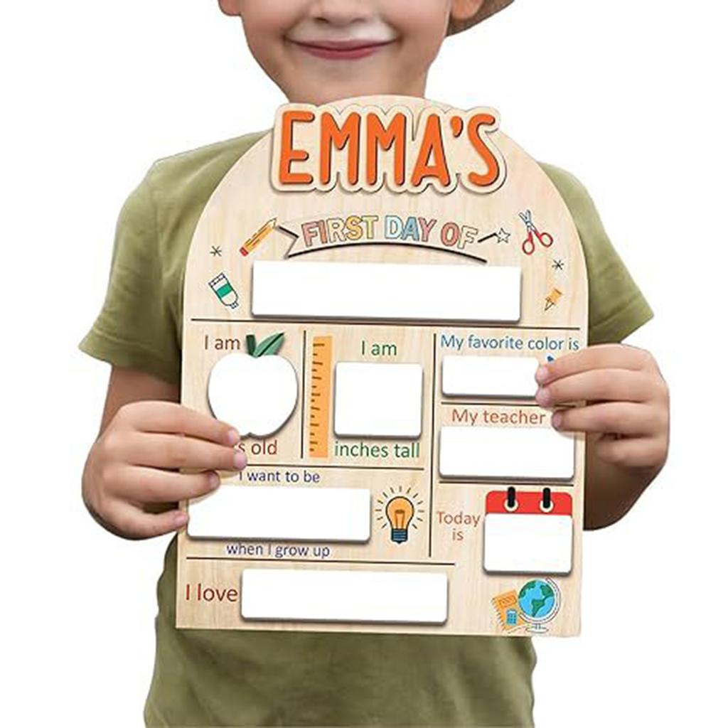 Personalized Back To School Sign Xyloid Natural Material for First Day Photo Prop