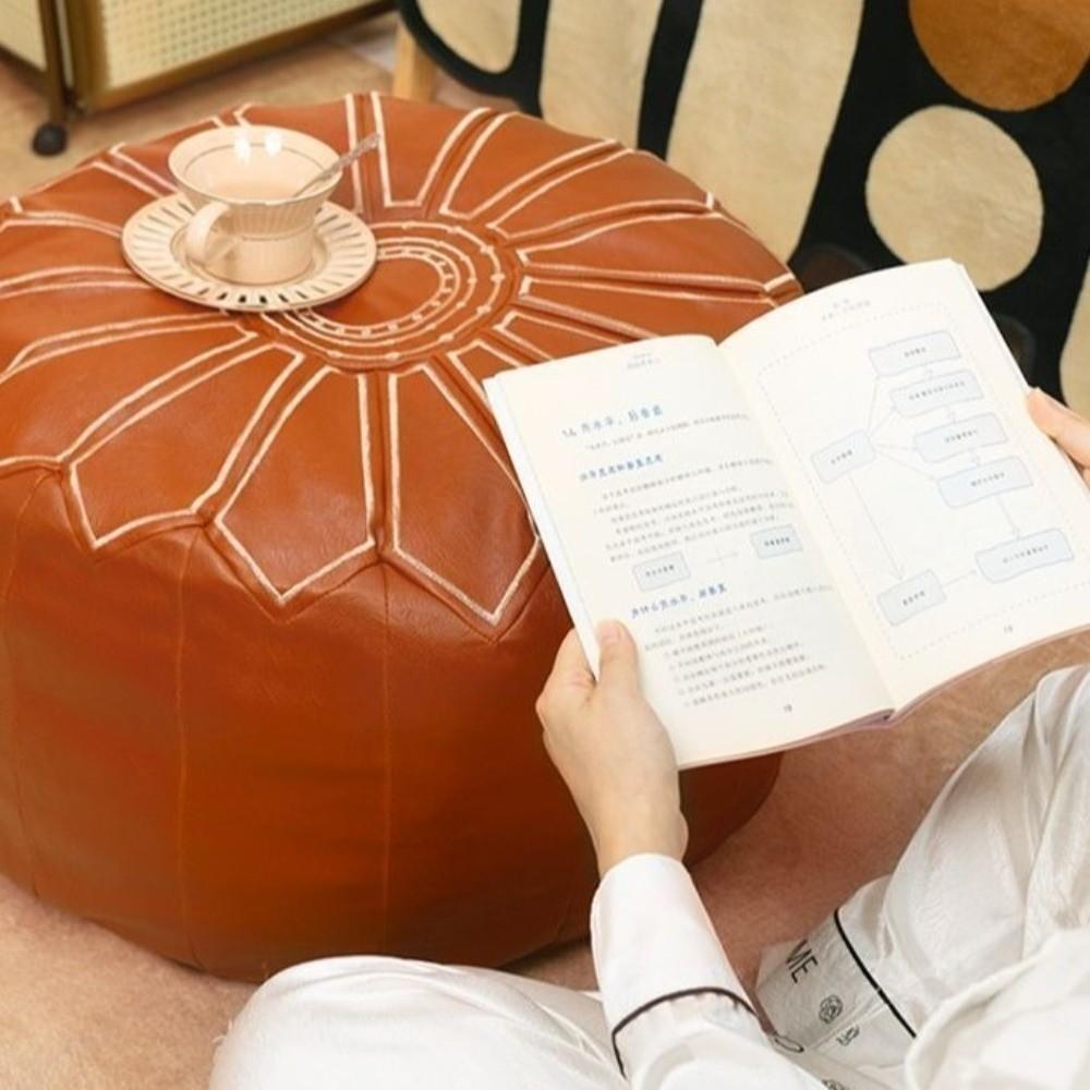 Waterproof Pumpkin Pouf Cover Round Sofa Stool Cover Storage Leg Bench Home Furniture
