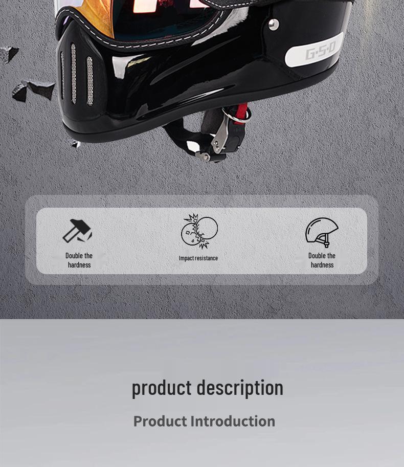 Fiberglass Retro Full Face Motorcycle Helmet for All Seasons - Unisex Winter Safety 3C Certified
