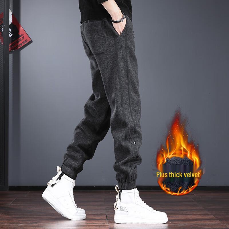

JieLeNuo Men s Thickened Fleece Cuffed Sweatpants XL (151-165 lbs)