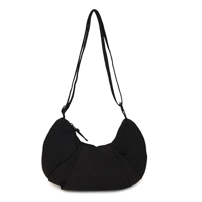 Borsa a tracolla casual in nylon da donna con chiusura a cerniera e tasca per telefono