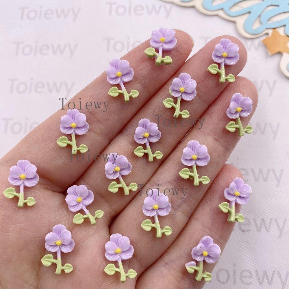 

50pcs Resin Mini Colorful A Flower Flatback Stone Flower Figurines Nail Art DIY Wedding Scrapbook Jewelry Crafts Accessories