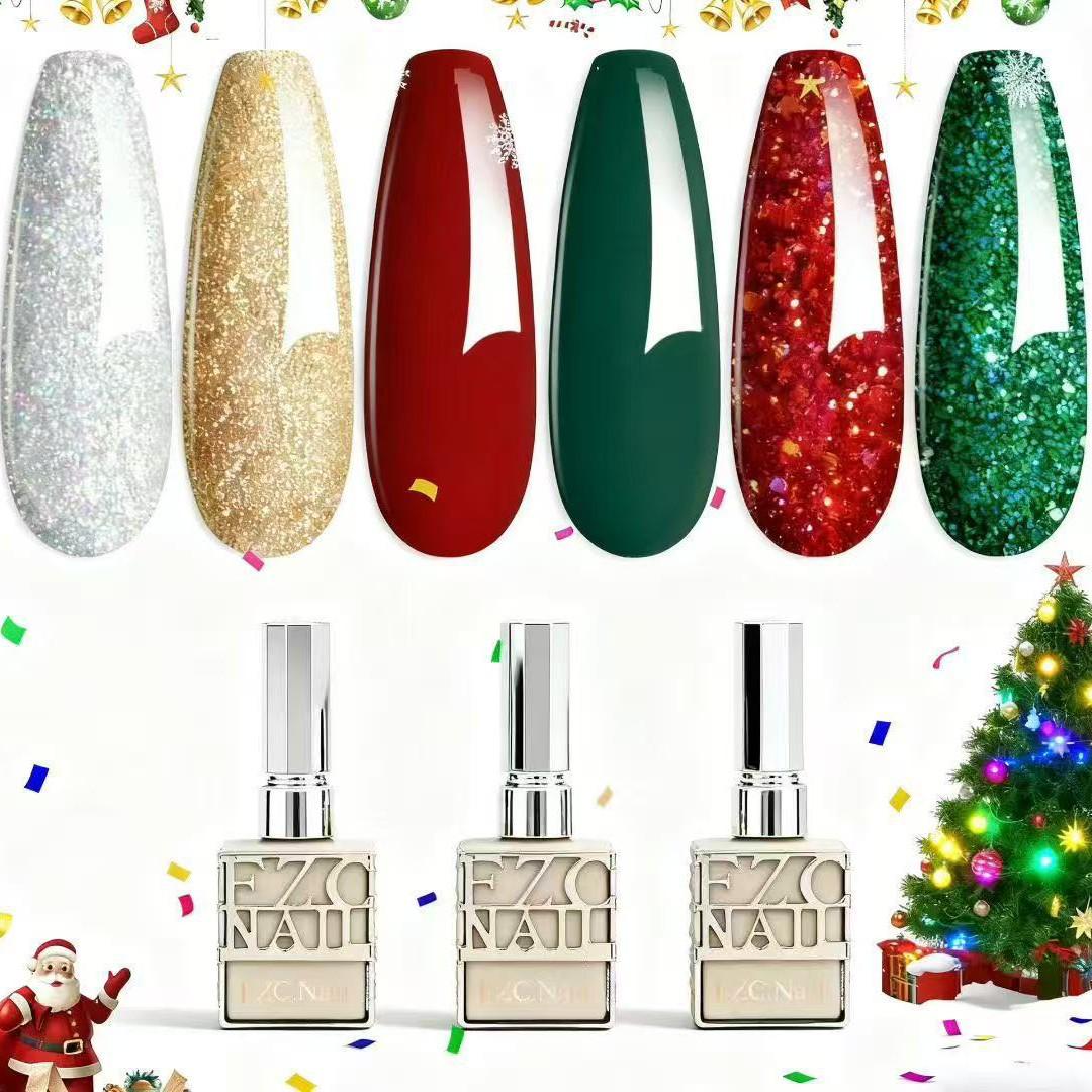 EU Standard Christmas Limited Edition Gel Polish Set: 6 Fine Glitter Colors 06 + 6 colors