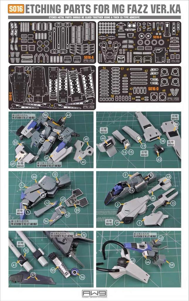 MG 1/100 Gundam FAZZ Ver.Ka Custom Detail Up High-Quality Metal Parts