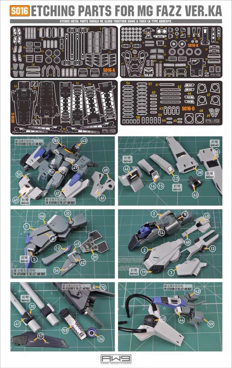 

MG Gundam FAZZ Custom Detail Up Metal Parts 1/100 Ver.Ka High-Quality