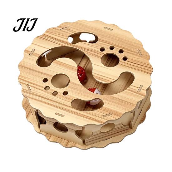 Cat Boredom Relief Interactive Toy with Rolling Balls, Durable Density Board Scratching Mental Stimulation for Cats Toy, Anxiety Wooden Maze