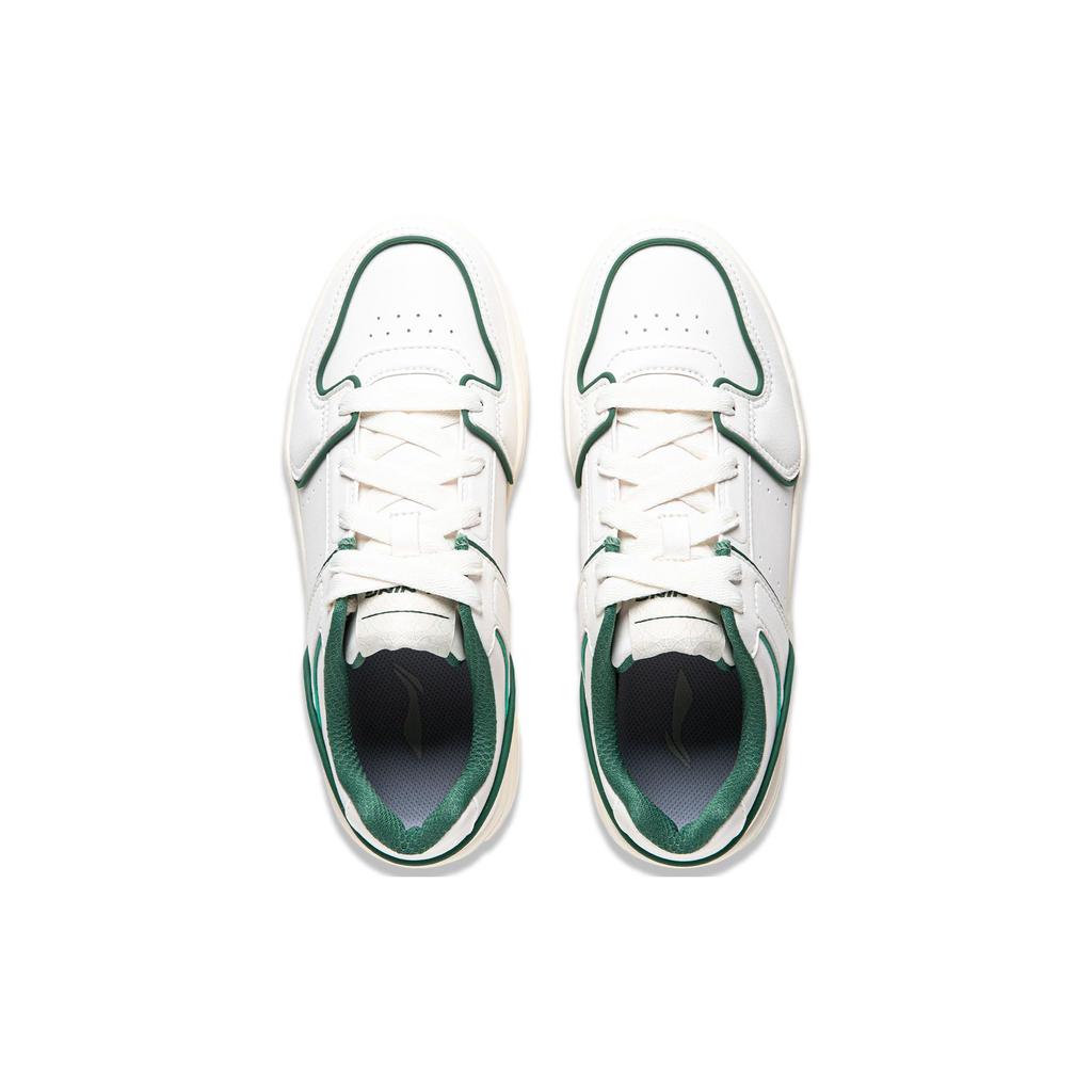 Li Ning Cheese Versatile Comfortable Simple Thick Sole Height Increasing Non-Slip Low-Top Skate Shoes Women sneaker White Green AGCU104-3