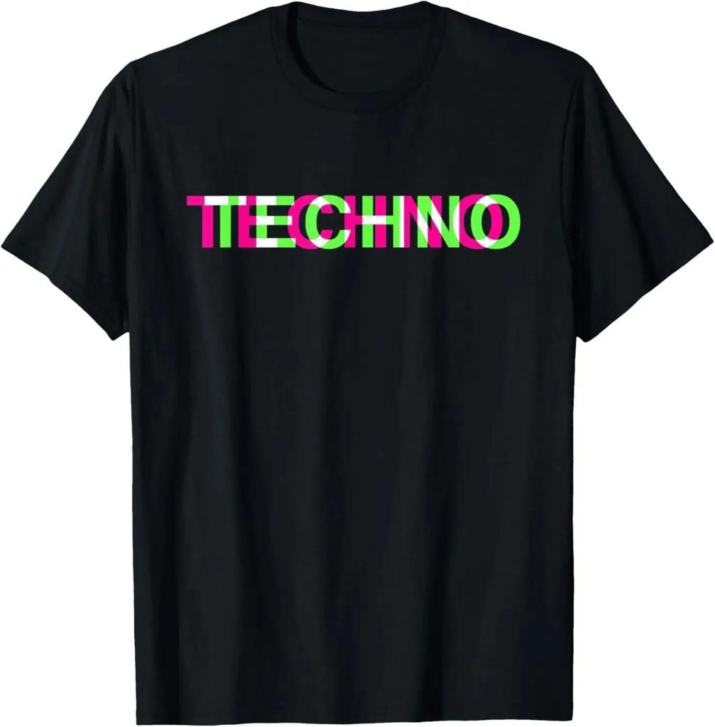 Techno Music Optical Illusion Glitch Trippy Edm Rave Tshirt Vintage Unisex Clothes Y2k Top Ropa De Mujer