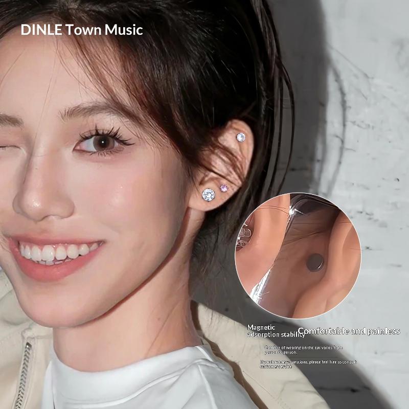 2/4/6/8Pcs Daily Versatile Chic Ear Jewelry Gifts Accessories Shiny Zircon Magnetic Stud Earrings Set For Women Men