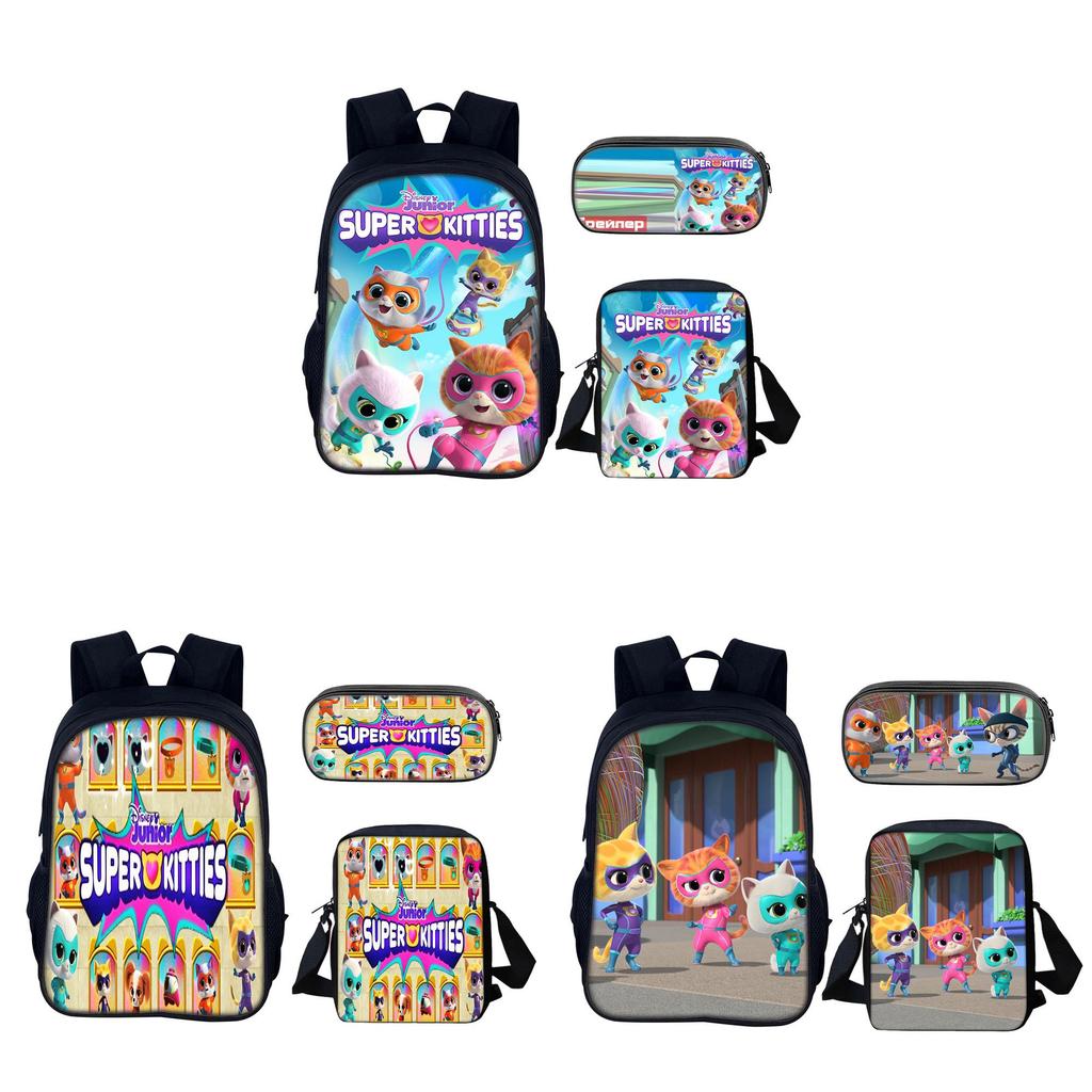 Superkitties School Backpack Set With Nylon Material For Elementary Students