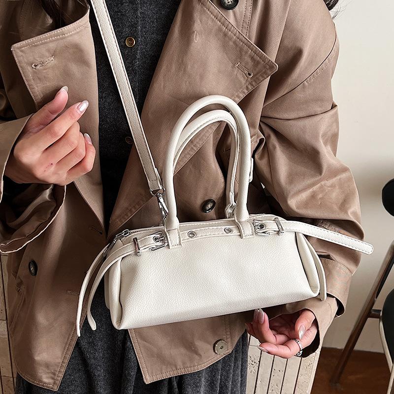 Elegant PU Handbag for Women Classic Barrel Shape Design with Dual Handles and Adjustable Shoulder Strap