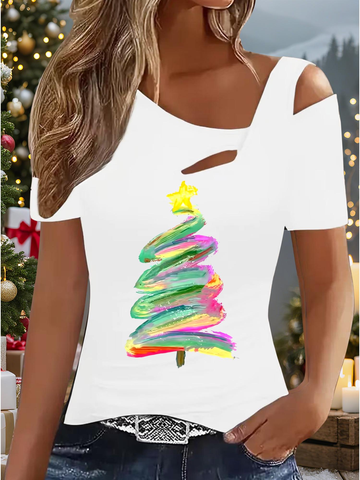 

Женский Новый Повседневный Топ Рождество Хэллоуин Рождественский Подарок Топы Рубашка Блузка XXL белый