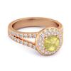 Lemon Quartz Double Halo Accents Ring -925 Sterling Silver Rose Gold Vermeil