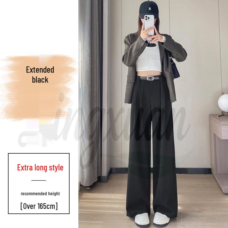 

2026 Autumn/Winter Women s High-Waist Wool Wide-Leg Pants with Velvet – Floor-length, Straight-Leg, Narrow Fit M
