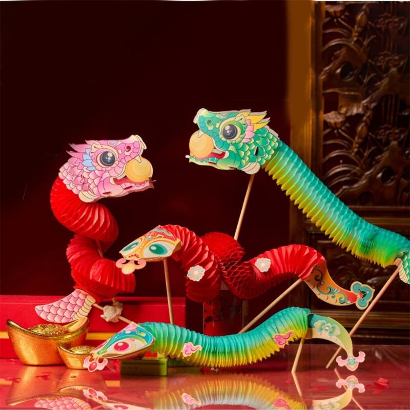 Chinese Snake Dance Craft Set Handmade 3D Snake Paper Puppet Set for Children Adult School Kindergarten