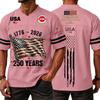 Men's Casual Fashion V-Neck Independence Day Print Short Sleeve Sports T-Shirt Top