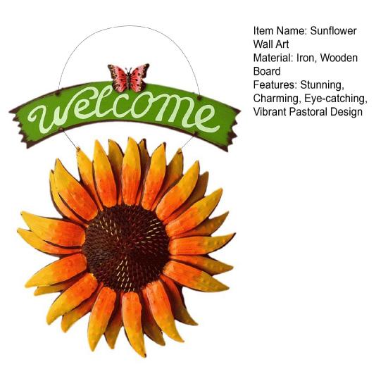 Sunflower Welcome Sign Metal Wall Hanging Plaque Rustic Decorative Door Hanger for Front Door Porch Wall Indoor Outdoor Spring Decor