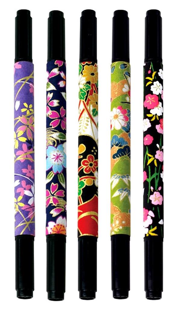Made In Japan Sumishoyu Shunkoen Brush Fragrance Pens, Scroll, Yuzen, Twin, 5-Piece Set, SKE-0351-04/5V
